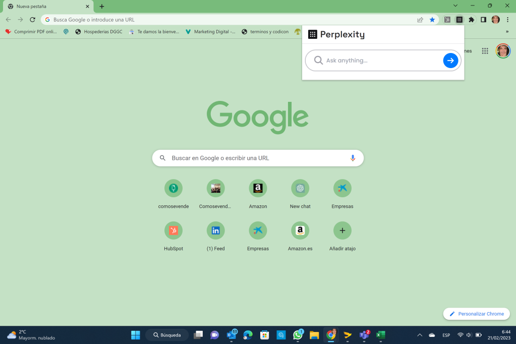 Extensión para Google Chrome del buscador Perpplexity AI